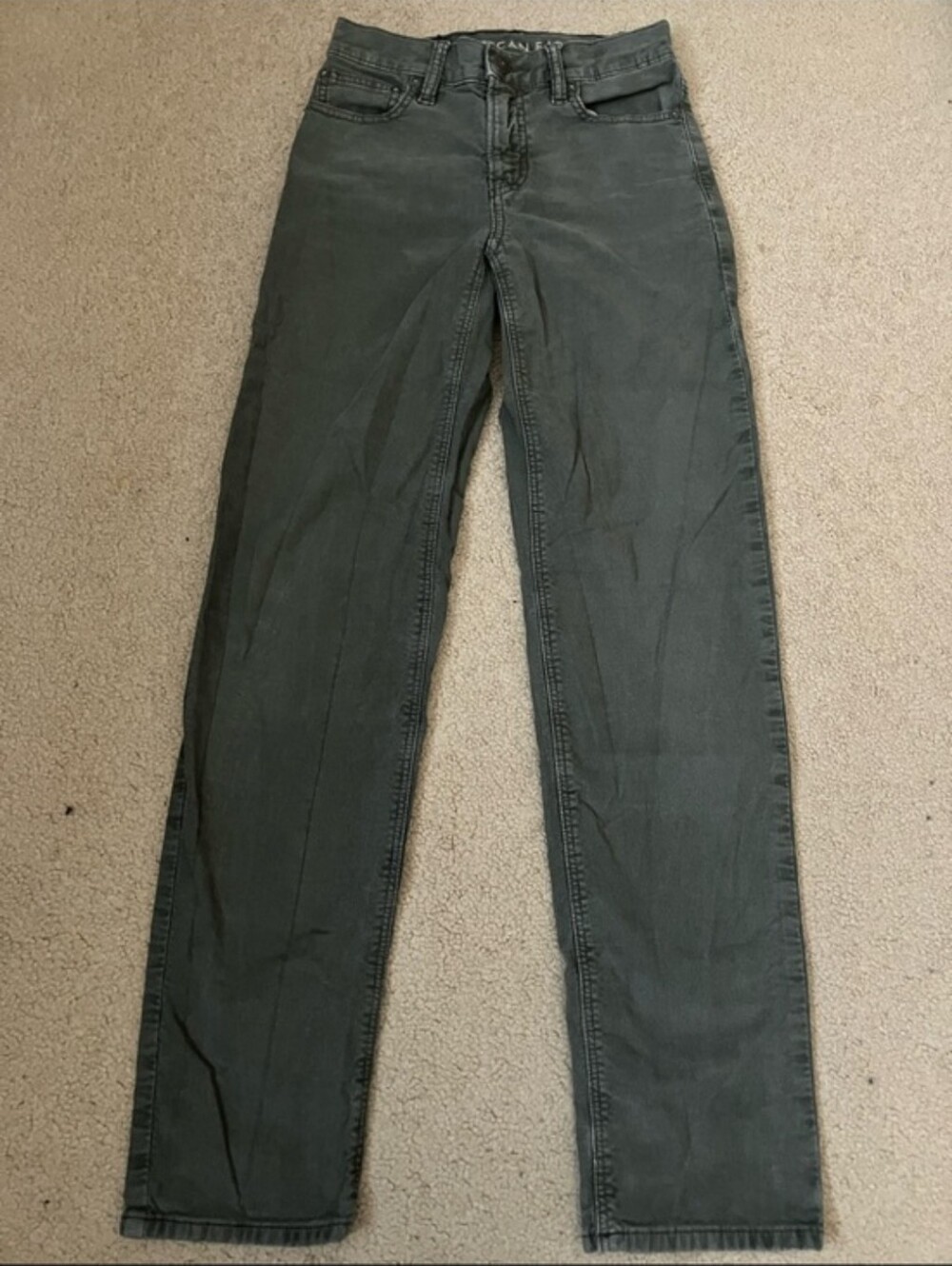 AE 90s Straight Corduroy Jean Pant, 5-pocket, Olive,  Cotton stretch,  23-25 000